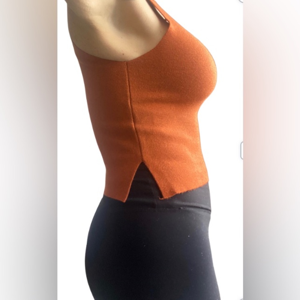 Beautiful handmade thick knit tank. Size S/M lovely burnt orange color